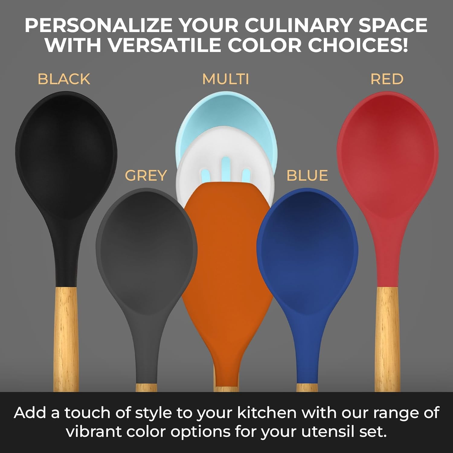 Kaluns 21 Pcs Wood and Silicone Kitchen Utensils Set for Cooking Household Essentials – Premium Cooking Utensil Set, Black