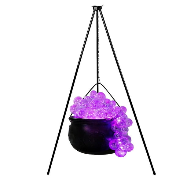 Caldero burbujeante para Halloween, juego de caldero burbujeante, caldero de bruja con burbujas brillantes, con adornos transparentes, decoración de bruja para fiestas de Halloween en interiores.