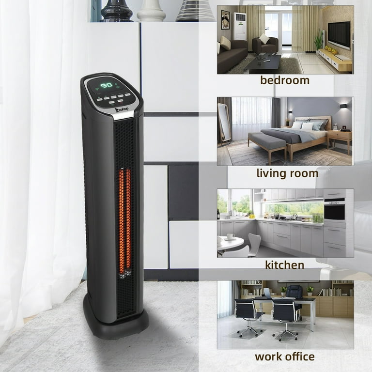 BLACK+DECKER Space Heater with Adjustable Thermostat, Ceramic Tower Heater,  Portable Heater & Tower Fan with 3 Settings, Oscillating Electric Heater