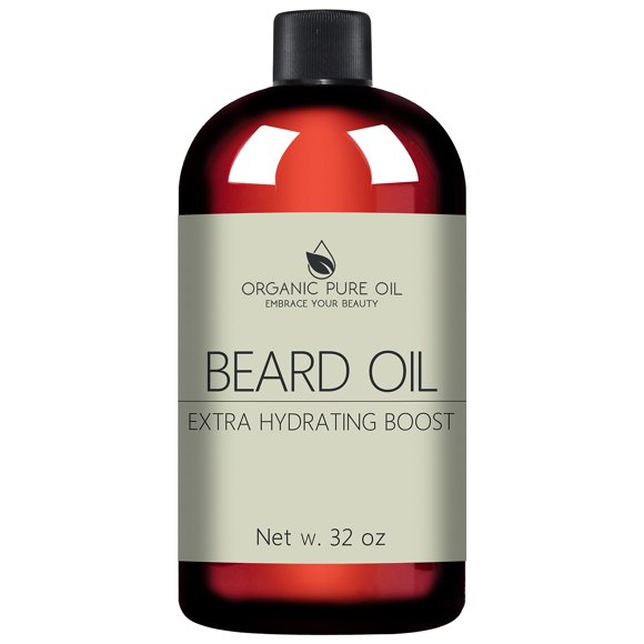 Aceite para barba de sándalo - Mezcla de aceites hidratantes y acondicionadores para cabello facial natural de origen orgánico sin OGM - 32 oz - Tamaño a granel que promueve el crecimiento y un cabe