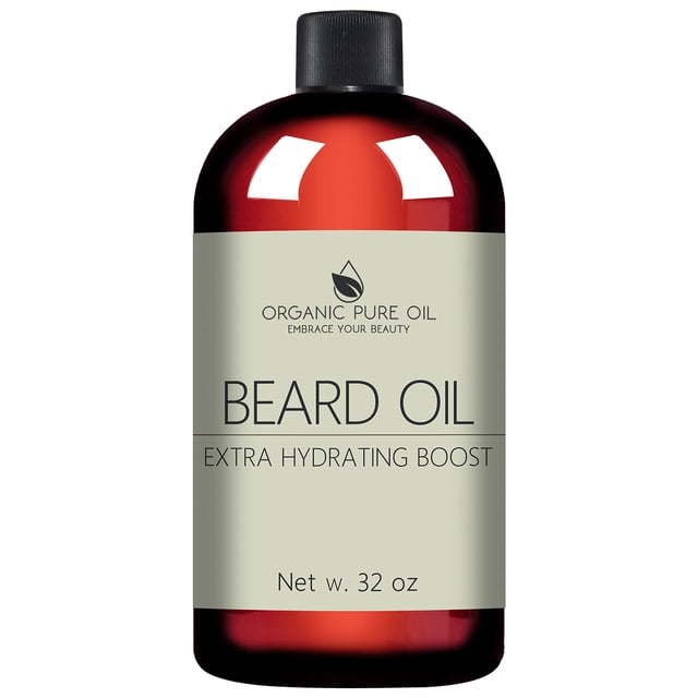 Aceite para barba de sándalo - Mezcla de aceites hidratantes y acondicionadores para cabello facial natural de origen orgánico sin OGM - 32 oz - Tamaño a granel que promueve el crecimiento y un cabe
