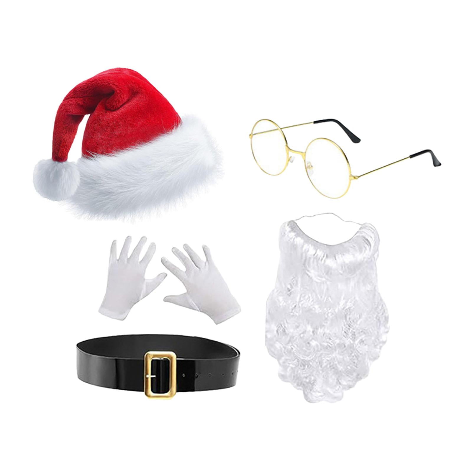 Disfraz De Papá Noel Adulto De 5 Piezas | Incluye Barba, Cinturón Y Gorro | Talla única Para Hombre Y Mujer