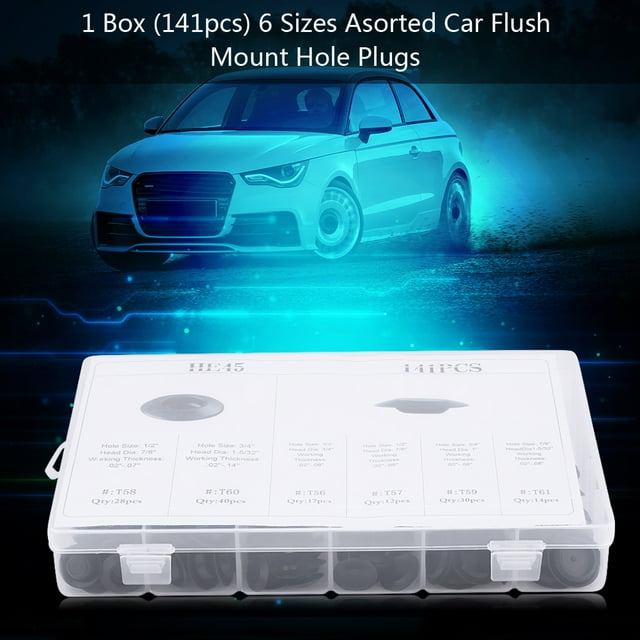 Flush Mount Hole Plugs Auto Body Metal Hole Plug Body Sheet Plug Metal Hole Plugs Sheet Metal Hole Plug 141pcs 6 Sizes Assorted Car Flush Mount Hole Plugs Auto Body Sheet Metal