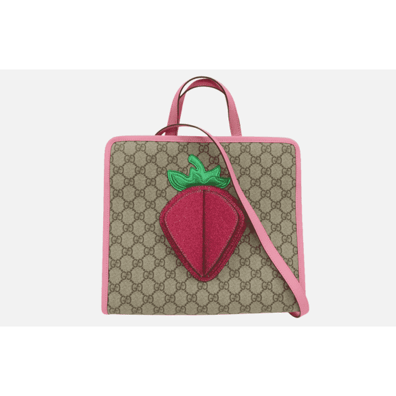 Gucci 3D Strawberry Tote Bag Beige Multi