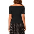 thumbnail image 3 of Allegra K Women's  Off the Shoulder Short Sleeve T-Shirt Tee Top, 3 of 6