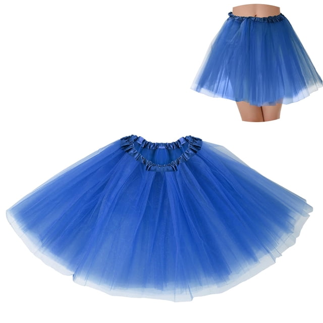 Falda tutú BFONS de tul de 3 capas para mujer, color azul