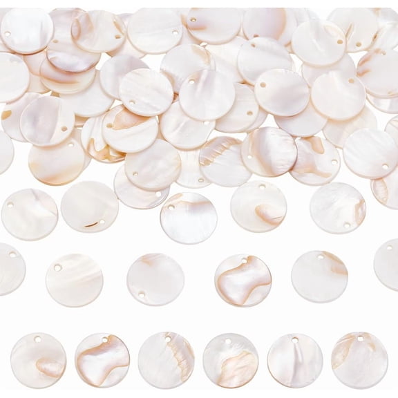 70Pcs Shell Charms White Capiz Shells Charms 20mm Flat Round Natural Seashell Charm Sea Ocean Summer Disc Charm for Jewelry Making Wind Chime Earring Supplies Hole 2mm