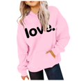 thumbnail image 4 of Hoodies for Girls Valentine's Day Kids Long Sleeve Hooded Sweatshirt Letter Print Crew Neck Loose Fit Pink 7 Years-8 Years, 4 of 4