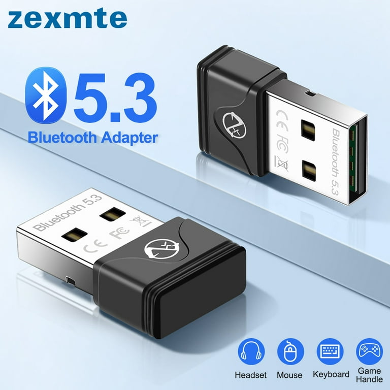ZEXMTE Adaptador USB Bluetooth 5.3 de largo alcance 100 M para PC,  adaptador Bluetooth sin unidad para Windows 11/10, dongle Bluetooth para