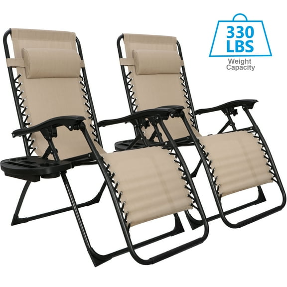 YKITRD Set of 2 Zero Gravity Chair Patio Folding Lawn Outdoor Lounge Reclining Chairs