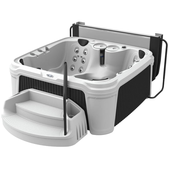 DayDream 3500L 6-Person 35-Jet Hot Tub - Portable Spa w/Ozone, Jacuzzi Pump, Exterior LED & Waterfall & Built-In Cooler