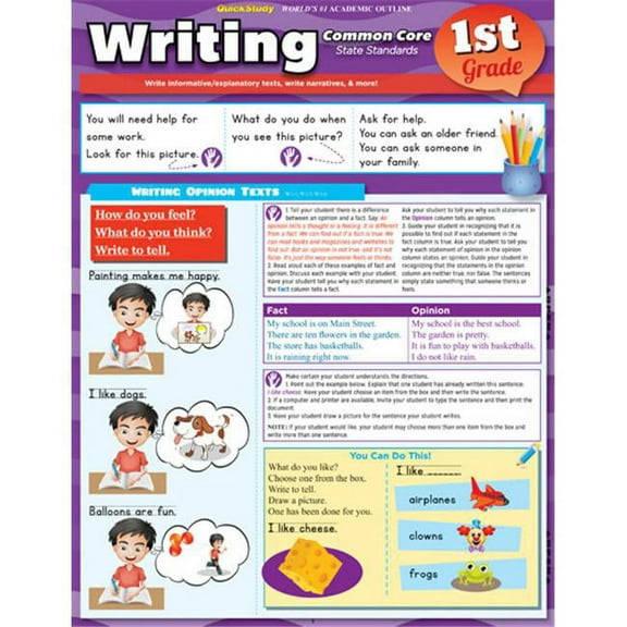 BarCharts  Writing Common Core 1St Grade Quickstudy Easel
