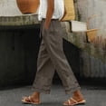 thumbnail image 2 of Workout Casual Pants for Women Summer 2025 New Casual Loose Fitting Waist And Ankle Patchwork Lace Cotton And Linen Pants Pants Xxl, 2 of 5