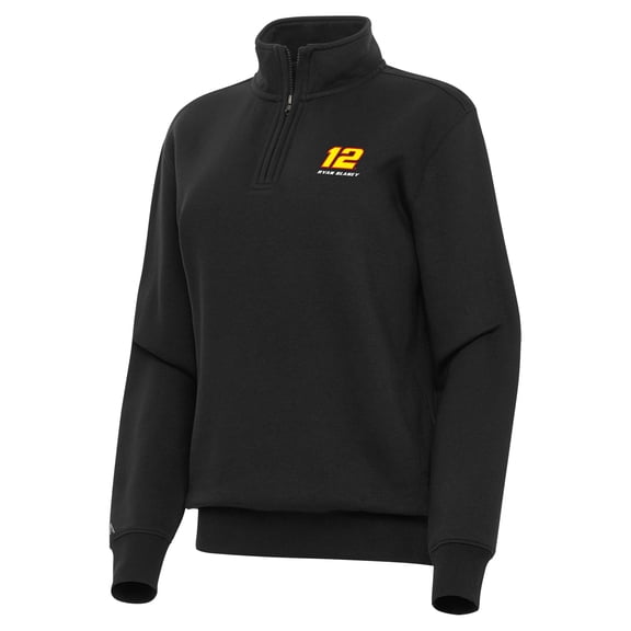 Women's-Antigua Black Ryan Blaney Victory Quarter-Zip Sweatshirt