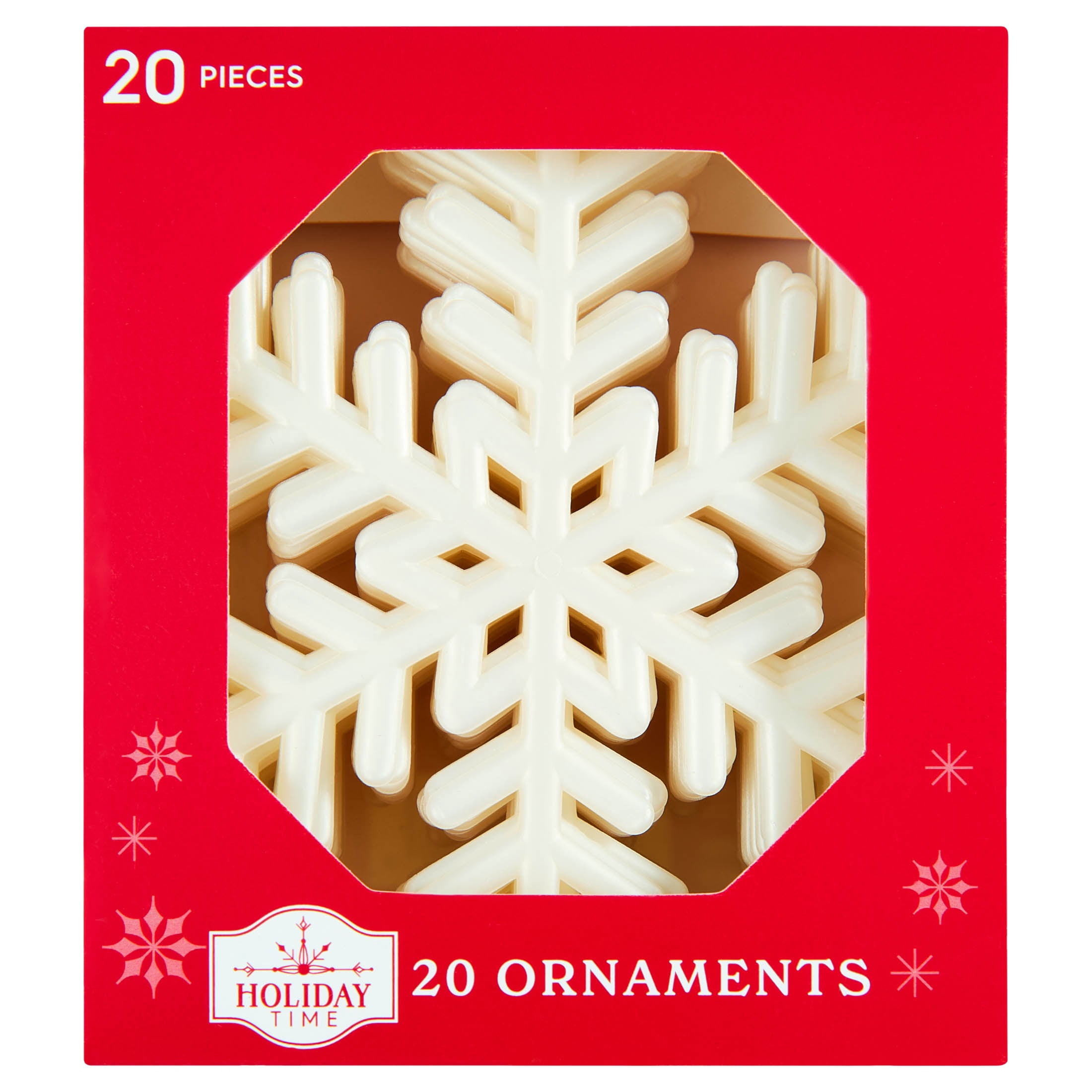 20-Count Pearl Snowflake Christmas Ornaments, 3.9", by Holiday Time