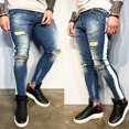 thumbnail image 4 of Hole Style Pencil Jeans for Men Comfortable High Elastic Skinny Pants, 4 of 6