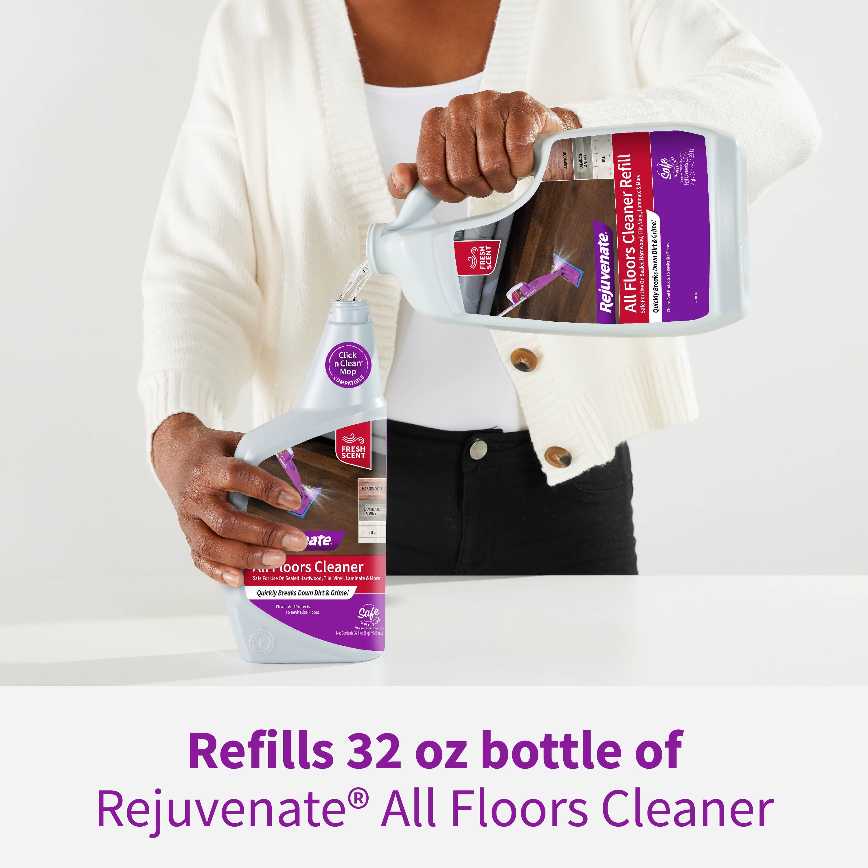 Rejuvenate Fresh Scent No-Bucket Floor Cleaner, 64 Fluid Ounce