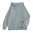 thumbnail image 4 of Mohiass Womens Sweatshirt Soft Pullover Comfy Oversized Hooded Crew Neck Plain Hoodie Fall Fashion Winter Clothes Light Gray M, 4 of 4