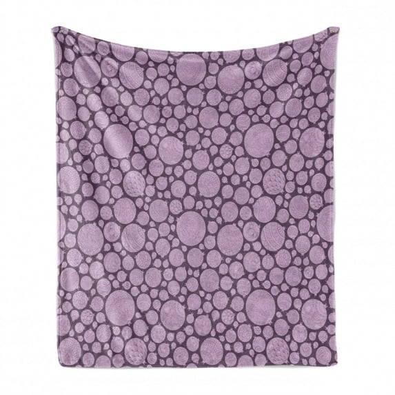 Christmas Soft Flannel Fleece Throw Blanket, Vintage Doodle Art Pattern with Ornamental Xmas Balls New Years Eve, Cozy Plush for Indoor and Outdoor Use, 50" x 70", Purple Grey and Lilac, by Ambesonne