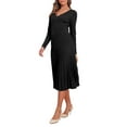 thumbnail image 4 of PrettyGuide Women's Wrap Sweater Dress V Neck Long Sleeve Pleated A Line Knit Midi Dresses, 4 of 8