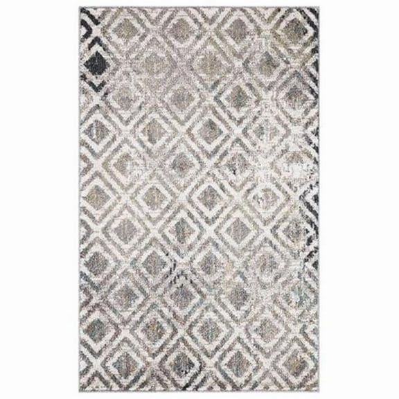 Concord Global Trading 72423 3 x 4 ft. Vintage Diamonds Geometric Rectangle Area Rug, Beige