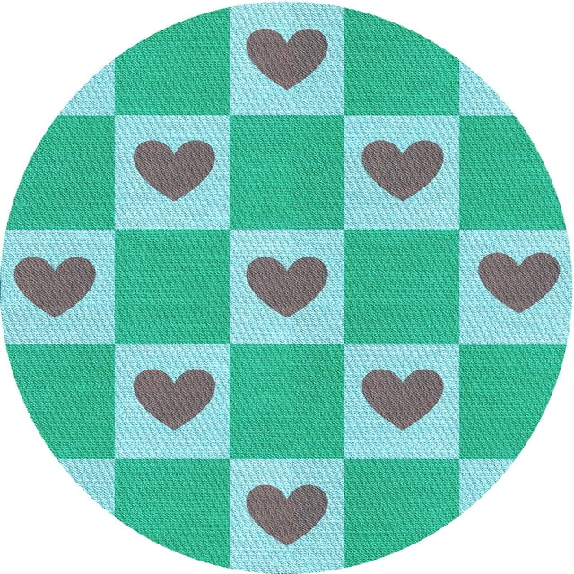 Ahgly Company Machine Washable Indoor Round Transitional Light Sea Green Area Rugs, 8' Round