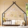 thumbnail image 7 of SESSLIFE Toddler Twin Bed for Kids, Metal Floor Bed with Roof, Storage Caddy and Guardrails, Toddler Bed Frames for Boys and Girls, No Box Spring Needed, Black, 7 of 7