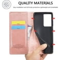 thumbnail image 3 of Case for Samsung Galaxy S21 Ultra 5G, Vintage Classic Matte Leather Wallet Case Flip Notebook Style Cover with Magnetic Closure Kickstand Card Slots - Rose Gold, 3 of 14