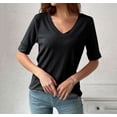 thumbnail image 6 of Deep V Neck Summer Tops Tee Shirts Womens T Shirts Casual Plus Size Plain T Shirts Unisex Oversized Tshirts Get it Fast, 6 of 9