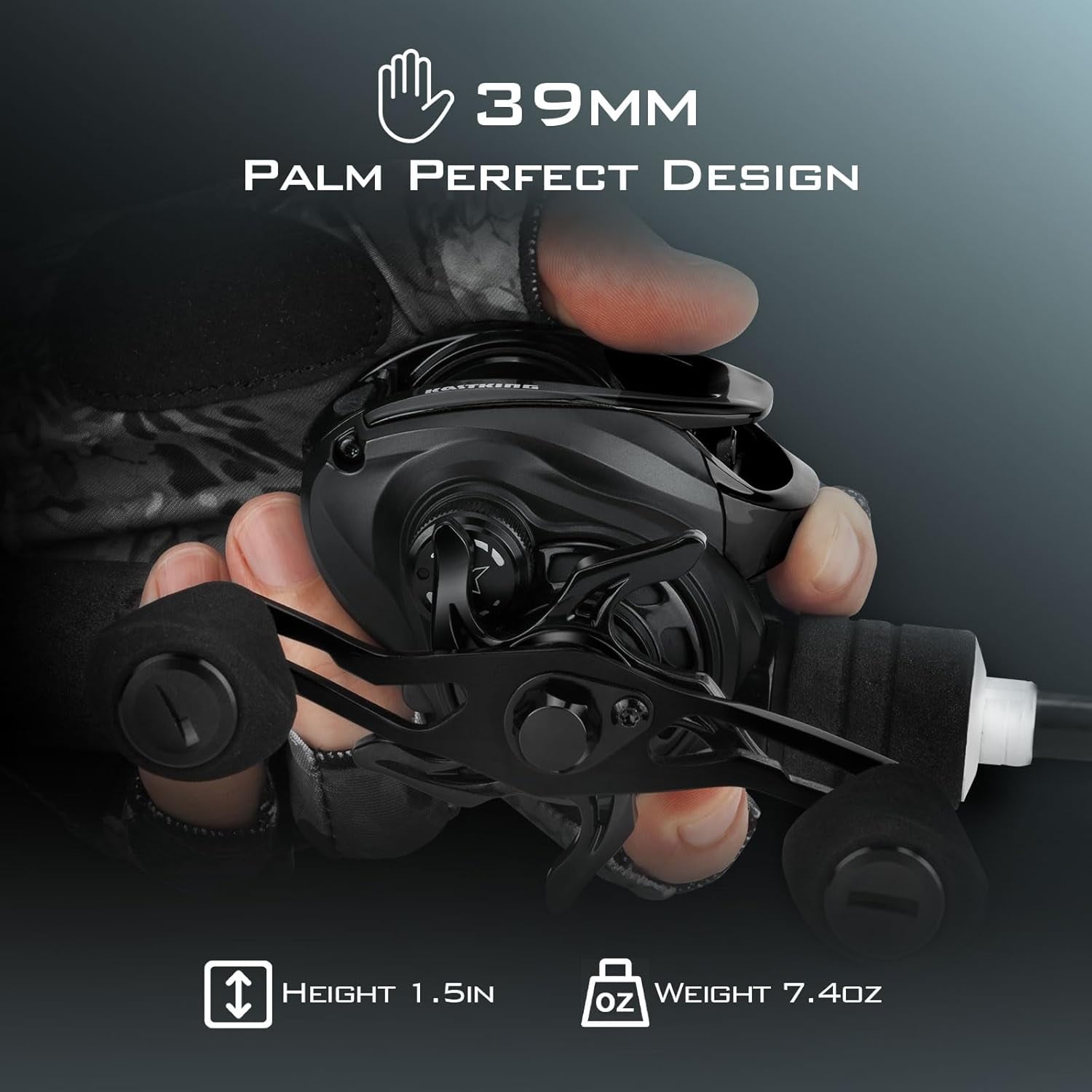 KastKing Right Baitcasting Fishing Reel, Halo XII Magnetic Braking System, 7+1 Stainless Steel BB, 7.2:1-Black