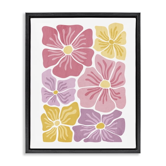 Stupell Industries Eclectic Pastel Hued Flower Blossoms Black Floating Frame Canvas Art, 17 x 21, by Kim Allen