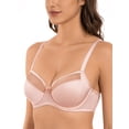 thumbnail image 2 of Deyllo Women's Non-Padding Push Up Bra Underwired Support Unlined Sheer Mesh Lace Bra Plus Size,Pink 38DD, 2 of 7