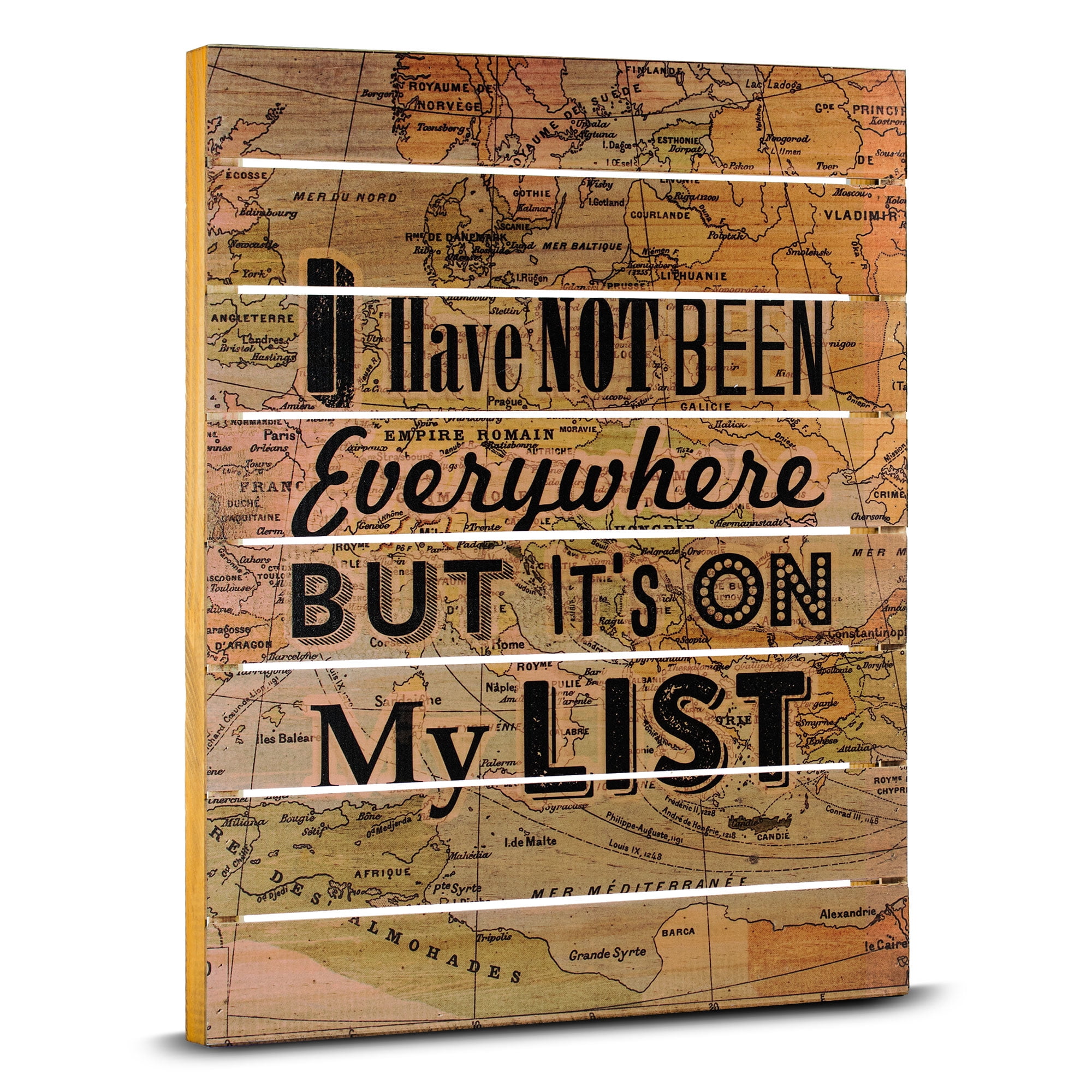Crystal Art Travel Everywhere Inspirational Wood Wall Map Decor