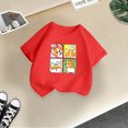 thumbnail image 5 of Chemises pour Tout-Petits Mode Personnalité Imprimée Col Rond Manches Courtes Tee Été Décontracté Ample Hauts Filles Rouge 6 Ans-8 Ans, 5 of 5