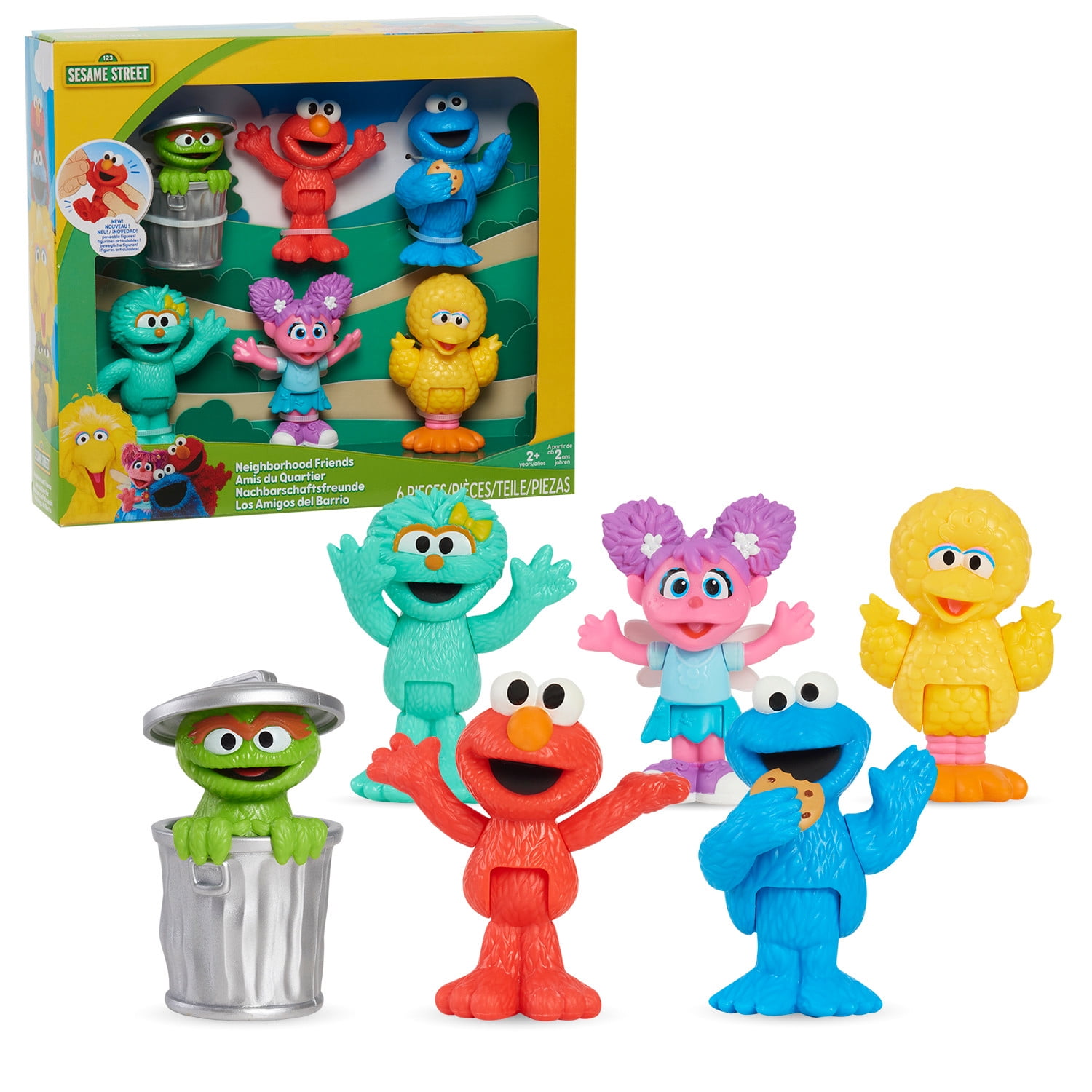 Sesame Street Neighborhood Friends, 6-piece Poseable Figurines, Officially Licensed Kids Toys for Ages 2 Up, Gifts and Presents