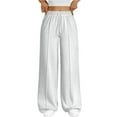 thumbnail image 2 of WULMLEO Womens Wide Leg Sweatpants Baggy Loose Fall Barrel Casual Lounge Athletic Pants Comfy Teen Girl Cute y2k Joggers White XS, 2 of 7