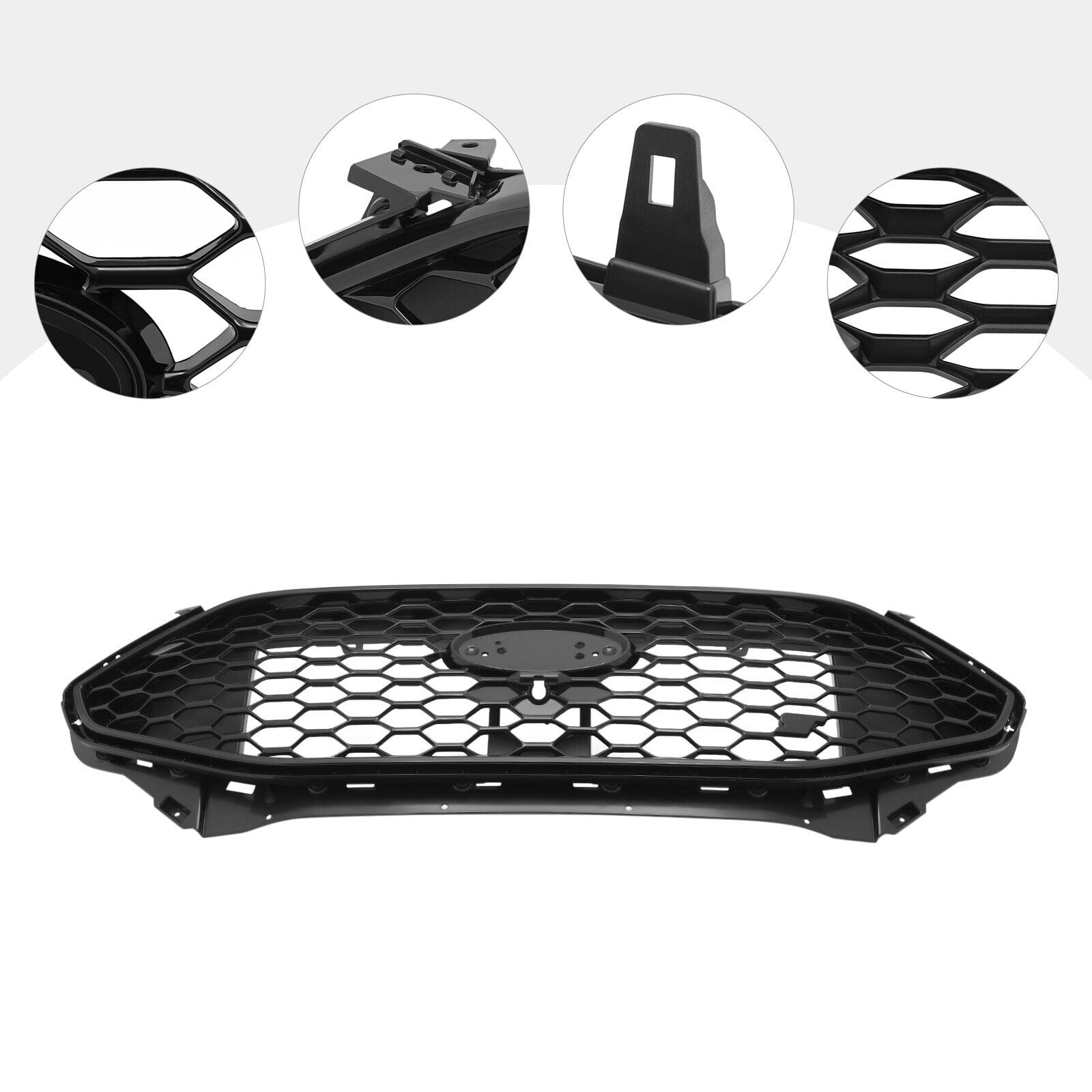 Black Plastic Front Bumper Upper Honeycomb Grille Grill Fit For 2019