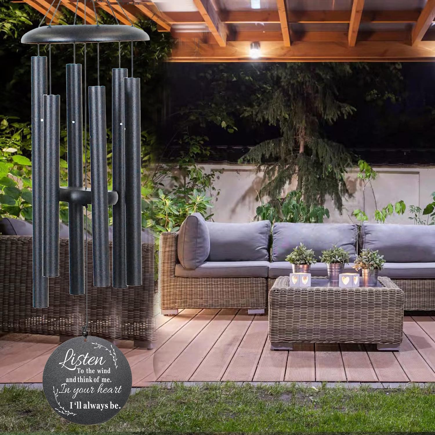 Sympathy Wind Chimes for Loss of Loved One, 40 Inch Memorial Windchimes for Lost Father Mother Friends, Remembrance Bereavement Gift