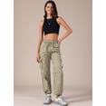 thumbnail image 3 of DARING DIVA Women's Cargo Joggers Streetwear Pockets Casual Pants X-Small Grey Khaki, 3 of 6