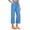 Blue, variant on Womens Summer Fashion Essentials Clothes Women's Casual Solid Color Cotton and Linen Three Quarter High Waisted Casual Pants Casual Pants for Women