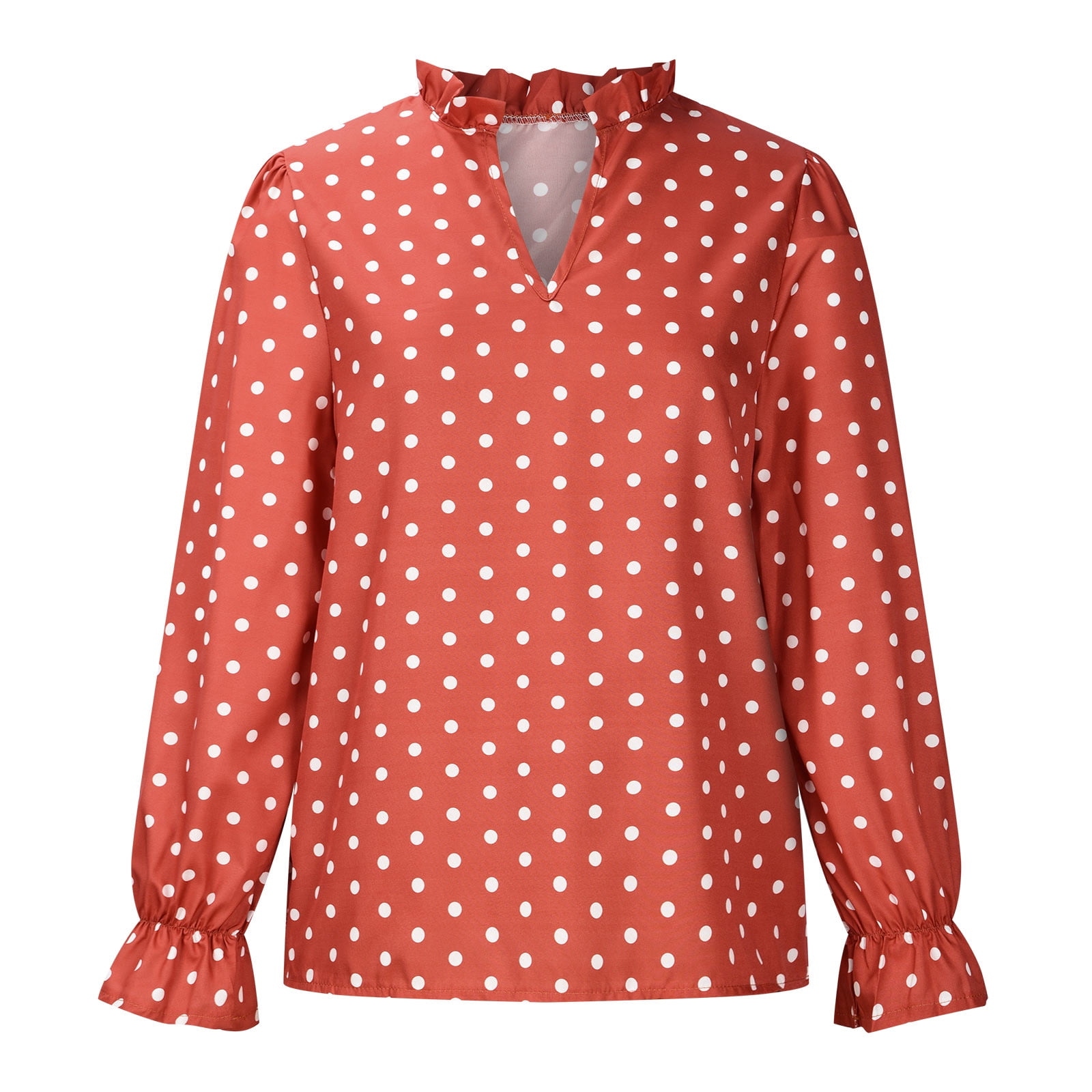 Hfyihgf Women's Puff Long Sleeve Work Shirt Polka Dots