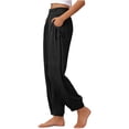 thumbnail image 5 of Dolkfu Refined Women'S Fall&Winter Pants Cotton Blend Regular Black Jogger Mid-Waist Joggers Sweatpants Solid Casual Elastic Waist Pants Black,L, 5 of 5