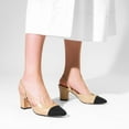 thumbnail image 6 of BURUDANI Women Slingback Low Chunky Heels Pumps Ankle Strap Cap Toe Pumps Shoes NUDE Size 9, 6 of 8