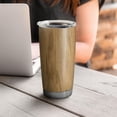 thumbnail image 4 of 20oz Insulated Car Cup with Silver Base, Stainless Steel Travel Tumbler with Telescopic Straw and Lid, 360° Full Wrap Printed, Wood Print, 4 of 6