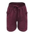 thumbnail image 5 of BLVB Bermuda Shorts for Women Knee Length Elastic Waist Drawstring Shorts Summer Lounge Beach Bottoms with Pockets, 5 of 7
