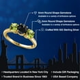 thumbnail image 2 of Gem Stone King 18K Yellow Gold Plated Silver Black Sapphire and Green Peridot Engagement Ring for Women | 2.25 Cttw | Round 6MM | Gemstone September Birthstone | Size 7, 2 of 6