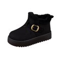thumbnail image 2 of Women Snow Boots Round Toe Buckle Strap Thick Soled Fleece Lined Warm Boots Comfort Flock shoes for Fall Winter Casual Outdoor Daily Wear, 2 of 9