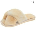 thumbnail image 2 of Cross Band Slippers Fuzzy Fluffy Non-skid Open Toe Slides Plush Sandals for Lady, 2 of 10