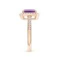 thumbnail image 3 of ANGARA Natural Emerald-Cut 1.5 ct Amethyst Engagement Ring with Diamond Halo in 14K Rose Gold for Women (Size-8x6mm) | February Birthstone, Anniversary, Jewelry Gift for Women | Natural Amethyst Ring, 3 of 8