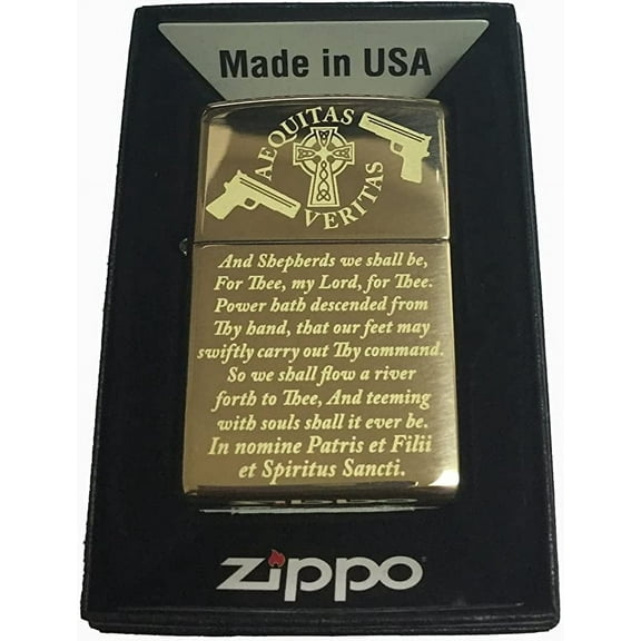 Boondock Saints Prayer Zippo Lighter Brush Gold